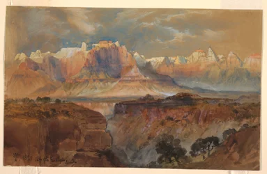 Teckning, klipporna vid Rio Virgin, södra Utah, 1873