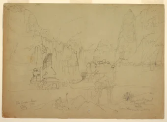 Teckning, Canyon of the Rio Virgin, södra Utah, 1873
