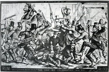Tecknad serie som skildrar upploppen i New York på St Patrick