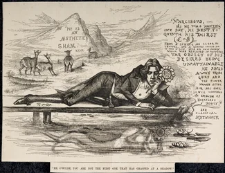 Oscar Wilde som Narcissus (med en inskription) (gravyr)