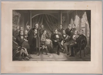 Washington Irving och hans litterära vänner på Sunnyside, 1864.