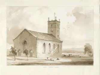 (Nedre) Gornal kyrka: sepiateckning