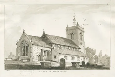 Betley Church: sepiateckning, 1838