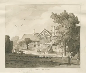 Betley Old Hall: sepiateckning, 1838