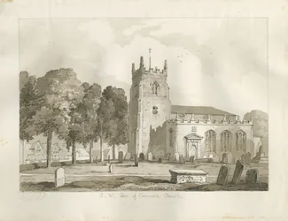 Cannock Church: sepiateckning