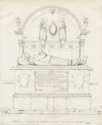 Colwich - Tomb of Robert Wolseley: ritning med penna och bläck