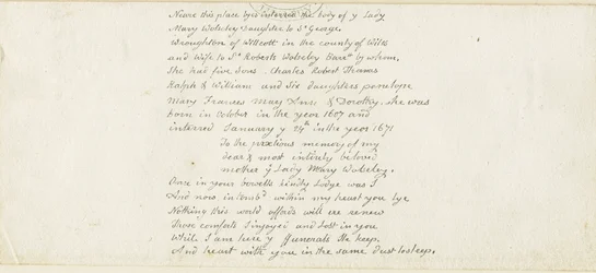 Colwich - Wolseley Monument inskrift: penna, nd [1839] (manuskript)