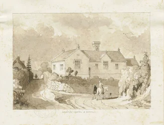 Croxden - kapell och skola: sepiatvättteckning, nd [1817-1845] (ritning)