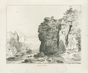Dovedale - landskap: ritning med penna och bläck