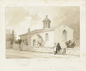 Drayton-in-Hales - Hales Chapel: sepiatvättteckning, nd [1817-1845] (ritning)