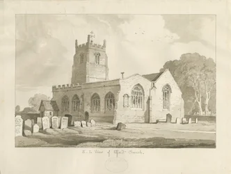 Elford Church: sepiateckning, 1837