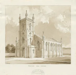 Fenton New Church: sepiateckning