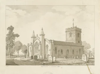 Harborne Church: sepiatvättteckning