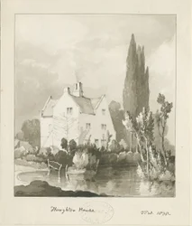Haughton - Hus: sepia-tvättad ritning