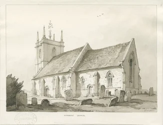 Norbury Church: sepiatvättteckning