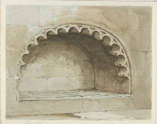 Penkridge Church - Monument i South Wall: akvarellmålning, nd [1817-1845] (målning)