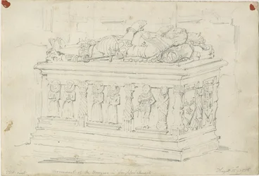 Seighford Church - Tomb of William and Mercy Bowyer: blyertsteckning