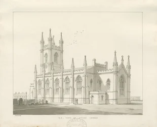 Stoke-upon-Trent Church [New]: sepia ritning