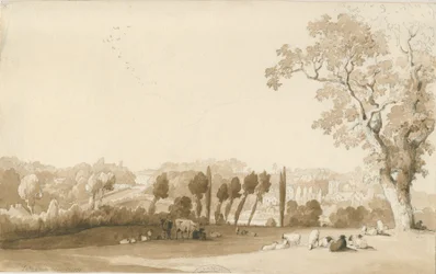 Tettenhall - Distant View from South East: penn- och tvättteckning, 30 augusti 1837