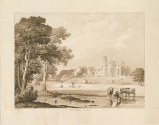 "Thickbroom Hall" [Manley Hall]: sepiatvättteckning, 1837