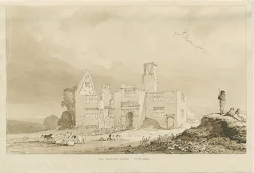 Tittensor - Old Manor House: sepiatvättteckning, 1837