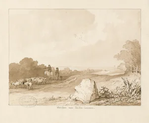 Trysull - "War Stone near Seisdon Common": ritning med penna och sepia, 1837