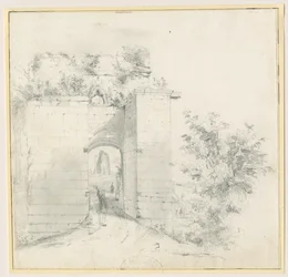 Tutbury Castle - Entrance Gateway: blyertsteckning, nd [?1800-talet] (teckning)