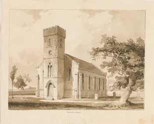 Walsall Wood Church: sepiateckning, nd [1817-1845] (ritning)