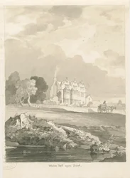 Weston-on-Trent - Hall: sepia-ritning