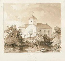Wigginton Church: sepiatvättteckning, 1841