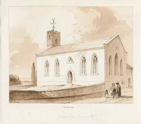 Wilnecote kyrka: sepia tvätt ritning