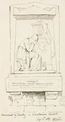 Wombourne Church - Monument till Richard Bailey Marsh: penn- och sepiateckning, 2 september 1837 (ritning)