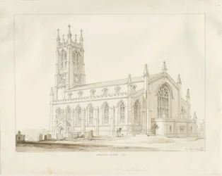 Wordsley Church: sepiateckning