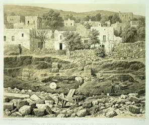 View of Excavation, från "A History of Discoveries at Helicarnassus, Cnidus, und Branchidae", av Charles Thomas Newton (1816-94) publicerad 1862