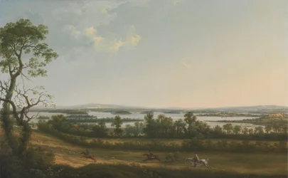 Lough Erne från Knock Ninney, med Bellisle i fjärran, County Fermanagh, Irland