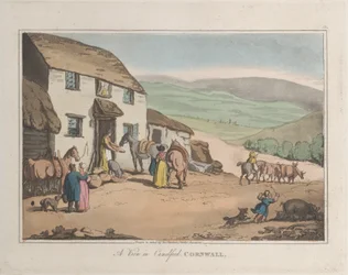 A View of Camelford, Cornwall, från Sketches from Nature, 1822., 1822. Skapare: Thomas Rowlandson, Joseph Constantine Stadler.