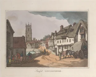 Stamford Lincolnshire, från Sketches from Nature, 1822., 1822. Skapare: Thomas Rowlandson, Joseph Constantine Stadler.