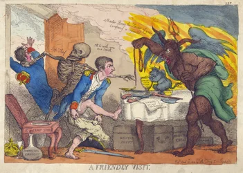 A FRIENDLY VISIT, Satir över Napoleons nederlag, abdikation och pensionering på Elba