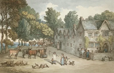 A Farmhouse at Hengar, Cornwall, 1803 (wc, penna och bläck på papper)