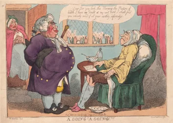 A Going, A Going!!, pub. 1813 (handfärgad gravyr)