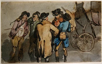 En grupp av figurer (akvarell på papper)