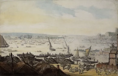 En regatta på Themsen nedanför Westminster,
