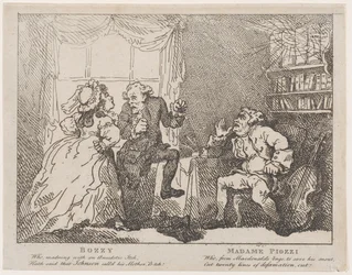 Bozzy och Madame Piozzi Frontispice, Bozzy och Piozzi av Peter Pindar, 1780-86., 1780-86.