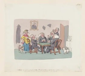 Christmas Academics Playing a Rubber at Whist, 1 april 1803., 1 april 1803.