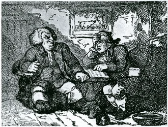 Dr Johnson och James Boswell återhämtar sig från en baksmälla efter en natt på stan