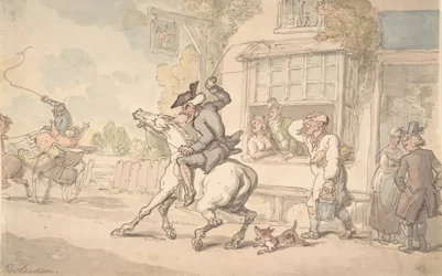 Dr. Syntax with a Balky Horse Before an Inn, 1700-1800-talet.