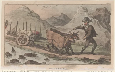 Att bli sjuk i ryggen, från The Military Adventures of Johnny Newcome, 1815., 1815.