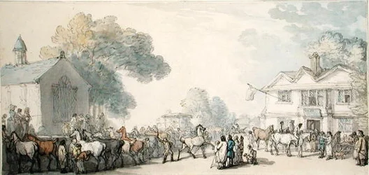 Horse Fair, Southampton (penna & bläck och akvarell på papper)