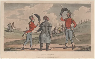 Introducerad för sin överste, från The Military Adventures of Johnny Newcome, 1815., 1815.