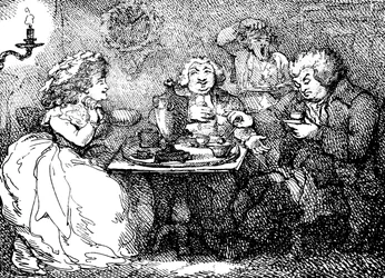 James Boswell, hans fru, och Dr Johnson på te i Edinburgh, 1773, 1786